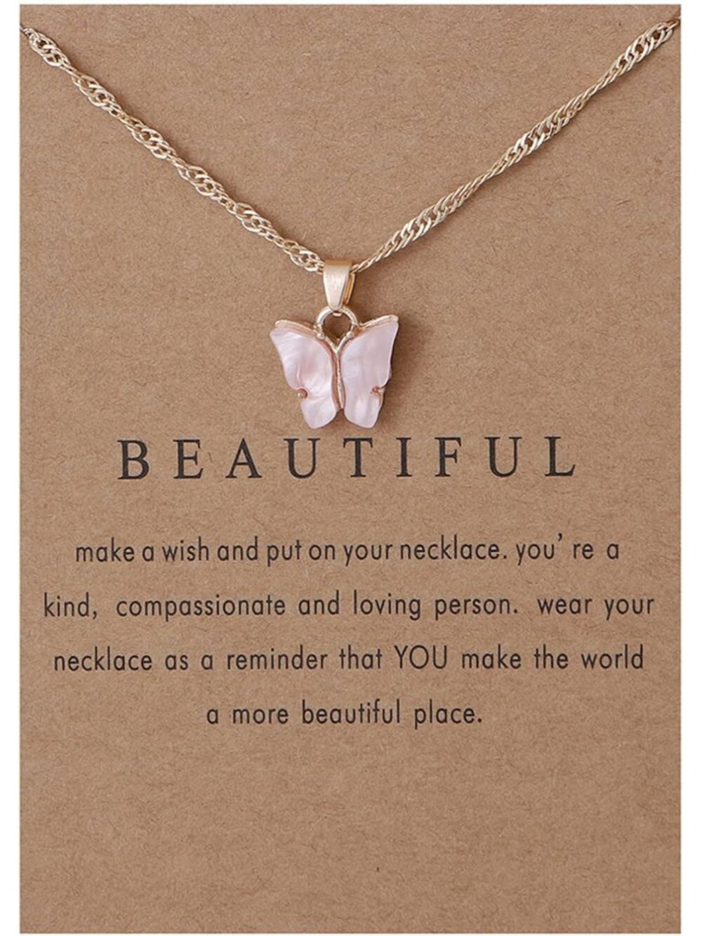 Colorful Acrylic Butterfly Pendant Necklace Bohemian Adjustable Retro Card Clavi